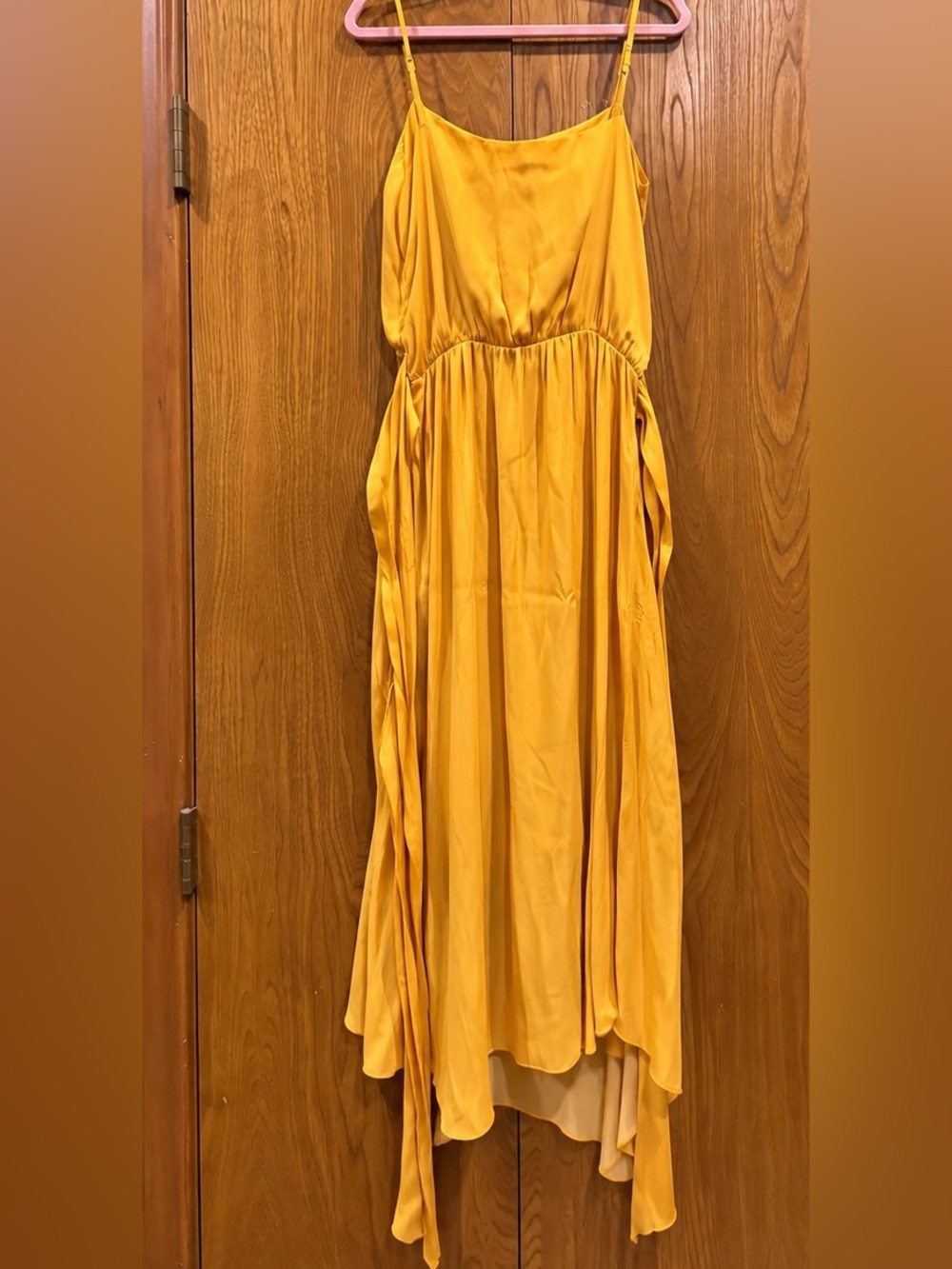 Modern Citizen Mila Mustard Yellow Satin Layered Maxi Dress NWOT